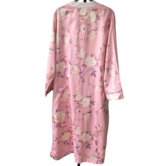 Miss Elaine Sz L Pink Floral Full Length Nightgown/Housecoat Pockets 861186 - Picture 3 of 10